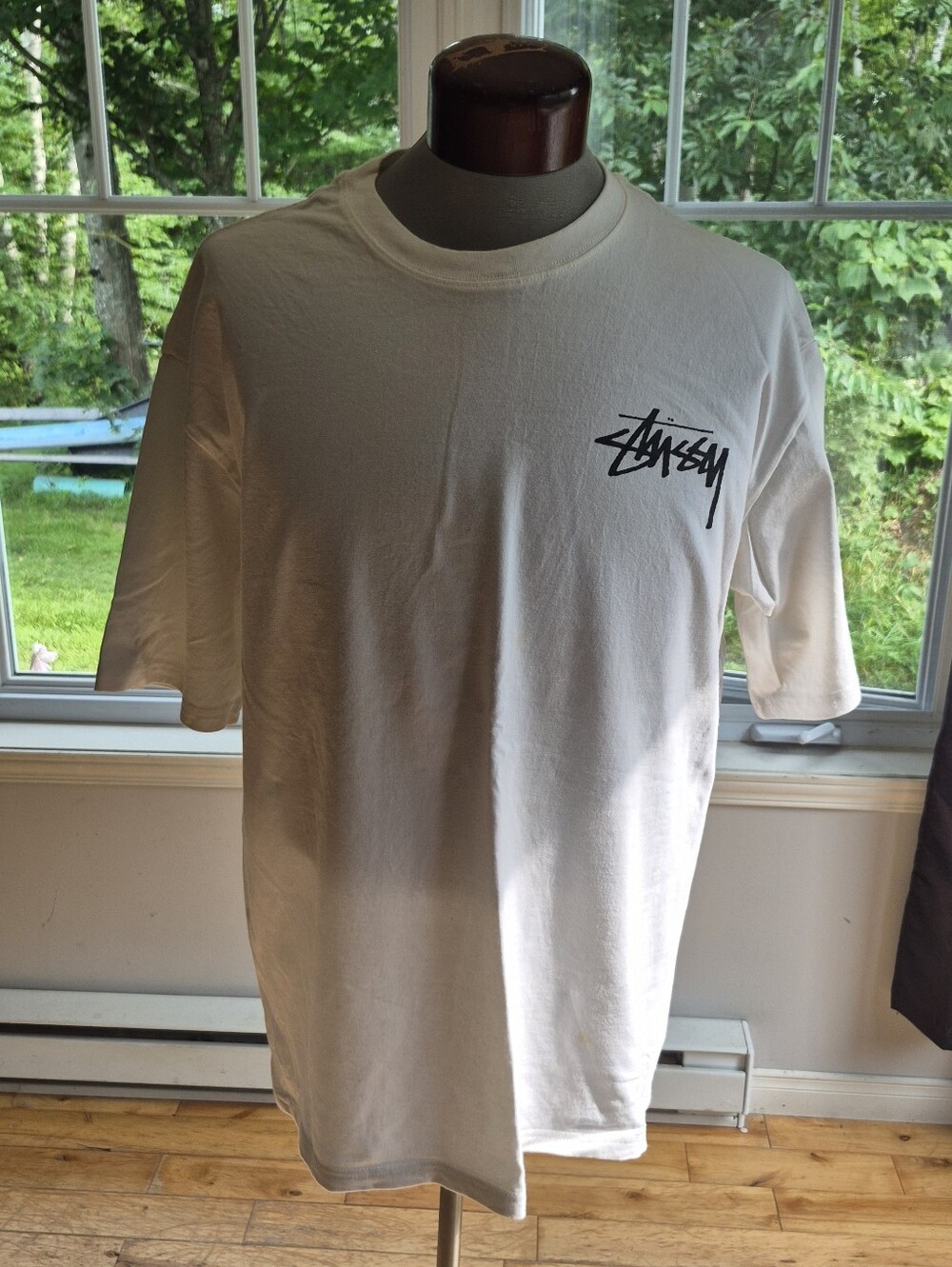 Stussy White Tee with Black Chest Logo